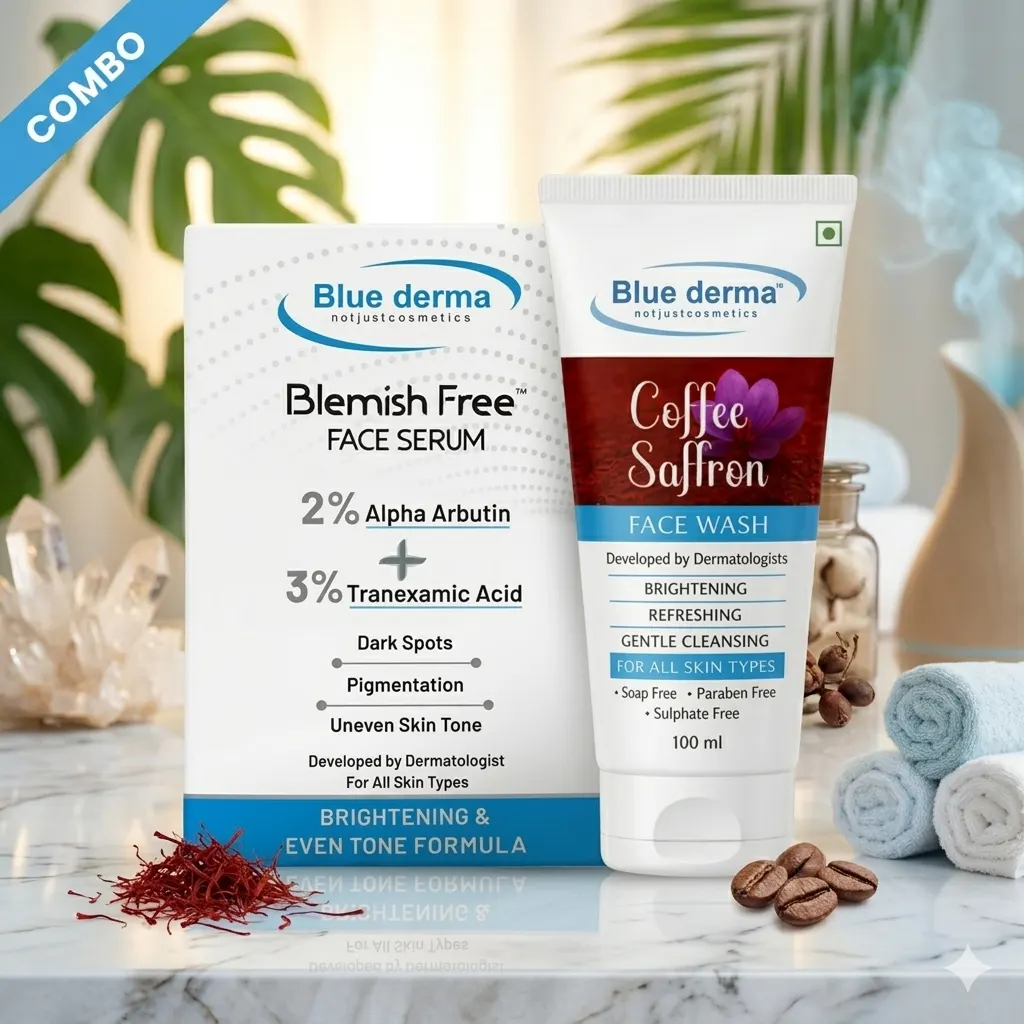Buy 1 Blue Derma Blemish Free Face Serum and Get a Coffee Saffron Face Wash absolutely FREE!
